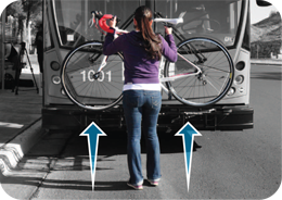 Lift your bike onto the rack's rear-most wheel slot