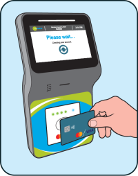 Illustration of a card being used on a validator