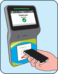 Illustration of phone being used with a validator