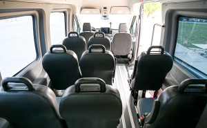 Seats inside a microtransit vehicle